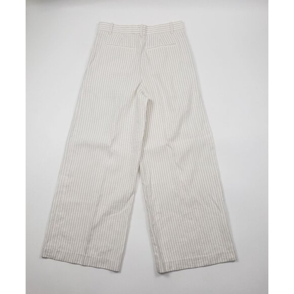 Madewell Superwide-Leg Trouser in Pinstripe Linen Blend Womens 4 Ivory Black - Picture 6 of 16